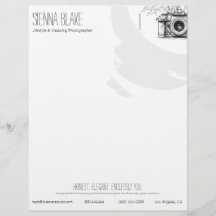 Papel Timbrado Fotógrafo de Casamento QR Estilo de Vida Câmera Bo