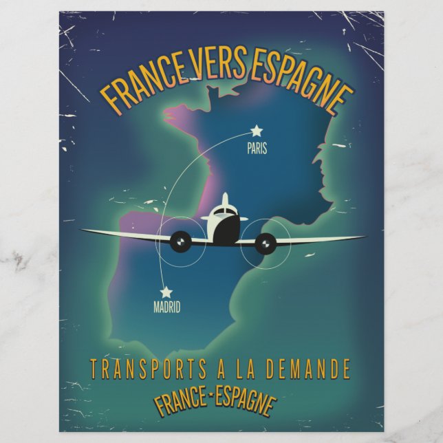 Papel Timbrado França Para poster de férias de Espanha (Frente)