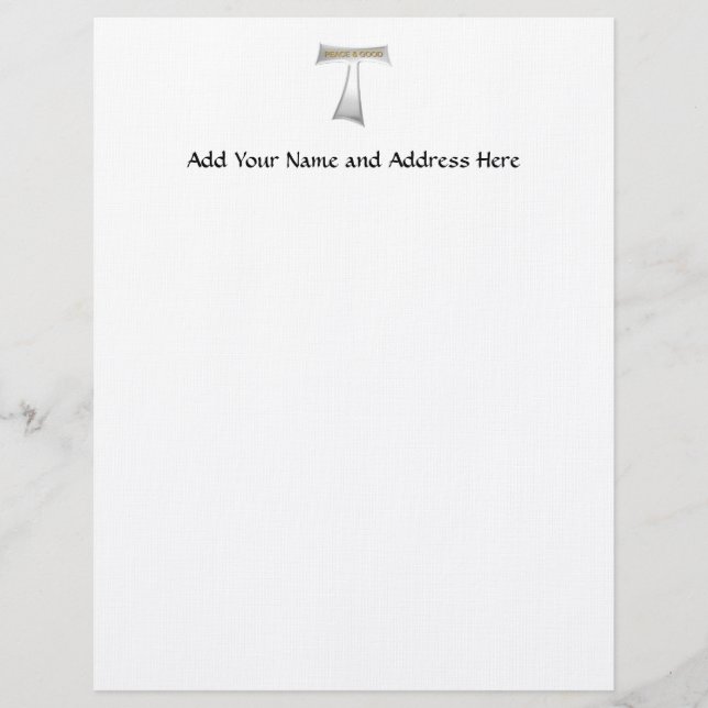 Papel Timbrado Franciscan Tau Cross Peace e Good Silver & Dourado (Frente)