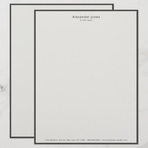 Papel Timbrado Fronteira de Carvão Elegante Minimalista Profissio