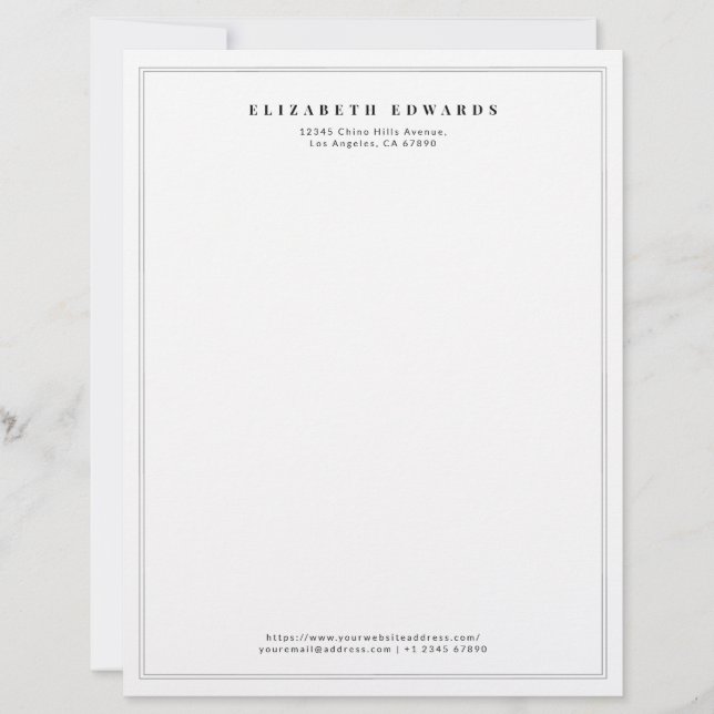 Papel Timbrado Fronteira Dupla Simples Elegante Minimalista (Frente)
