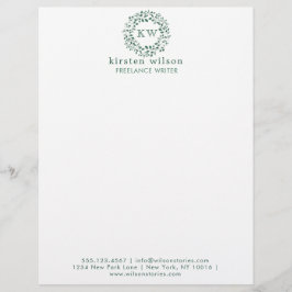 Papel Timbrado Frota das folhas verdes | Monograma Letterhead