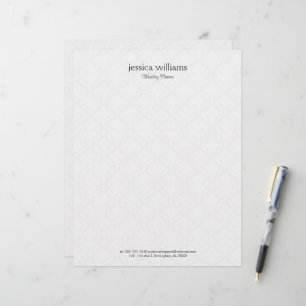 Papel Timbrado Fundo de Damasks Brancos com Texto Cinza Personali