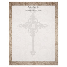 Fundo Elegante Scroll Christian Cross c/Swirl