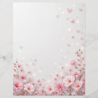 Papel Timbrado Fundo floral para uma letra em papel, para Valenti