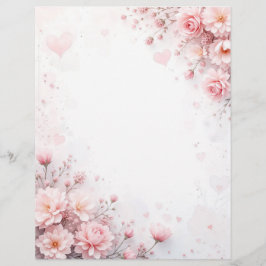 Papel Timbrado Fundo floral para uma letra em papel, para Valenti