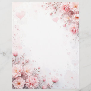 Papel Timbrado Fundo floral para uma letra em papel, para Valenti