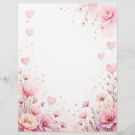 Papel Timbrado Fundo floral para uma letra em papel, para Valenti