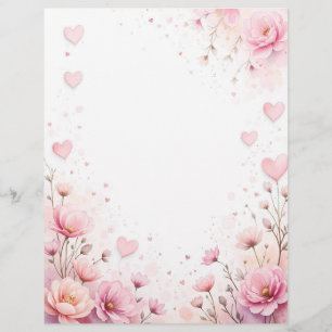 Papel Timbrado Fundo floral para uma letra em papel, para Valenti