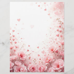 Papel Timbrado Fundo floral para uma letra em papel, para Valenti