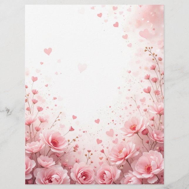 Papel Timbrado Fundo floral para uma letra em papel, para Valenti (Frente)