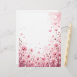 Papel Timbrado Fundo floral para uma letra em papel, para Valenti