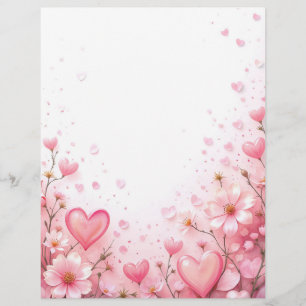 Papel Timbrado Fundo floral para uma letra em papel, para Valenti