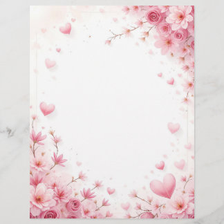 Papel Timbrado Fundo floral para uma letra em papel, para Valenti