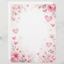 Papel Timbrado Fundo floral para uma letra em papel, para Valenti
