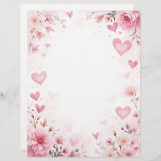 Papel Timbrado Fundo floral para uma letra em papel, para Valenti
