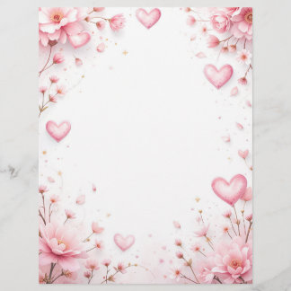 Papel Timbrado Fundo floral para uma letra em papel, para Valenti
