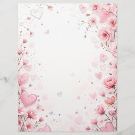 Papel Timbrado Fundo floral para uma letra em papel, para Valenti