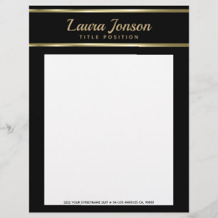 Papel Timbrado Fundo Preto Elegante E Douradas