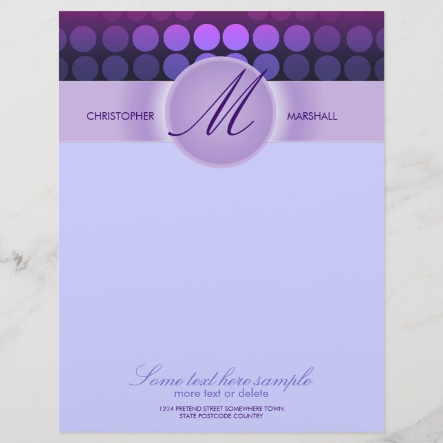 Papel Timbrado Funky Purple Disco Lights stationery Letterhead (Frente)