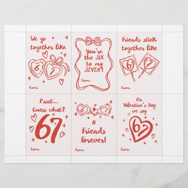 Papel Timbrado Funny 6 7 Valentine’s Day Cards for Classroom (Frente)