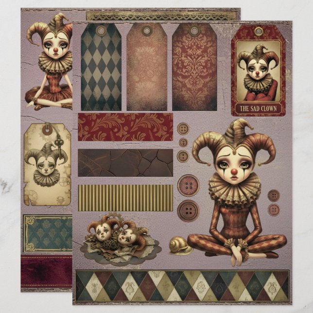 Papel Timbrado Fussy Cut Elements - Melancholoc Harlequin (Frente/Verso)