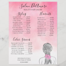 Garota do menu de serviço com aquarela rosa-brava