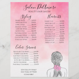 Papel Timbrado Garota do menu de serviço com aquarela rosa-brava