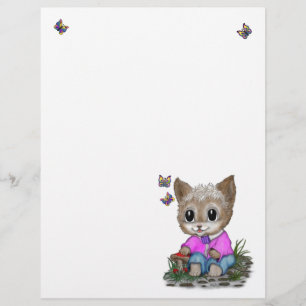 Papel Timbrado Gato de Gato e Borboleta