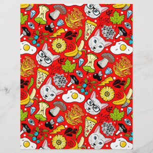 Papel Timbrado Gato e ovo em vermelho