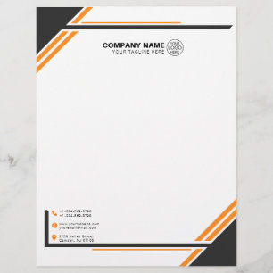 Papel Timbrado Geométrico Moderno Preto e Laranja
