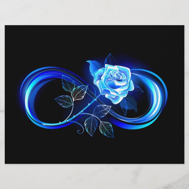 Papel Timbrado Glowing infinity with blue rose (Frente)