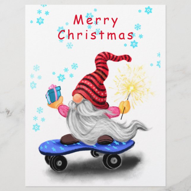 Papel Timbrado Gnomo de Skater Letterhead Natal com presentes (Verso)