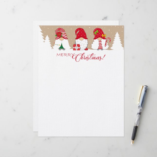 Papel Timbrado Gnomos de Natal (Frente/Verso In Situ)