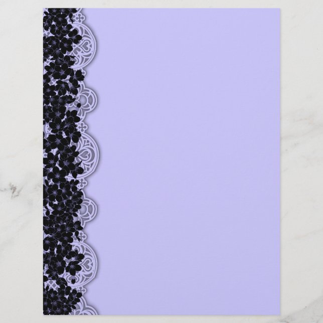 Papel Timbrado Gothic Elegance Blue Black Cherry Blossoms (Frente)