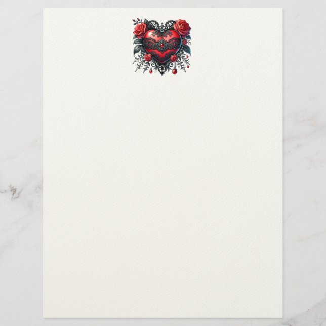 Papel Timbrado Gothic Heart Valentine Letterhead (Frente)