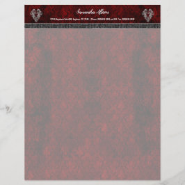 Papel Timbrado Gótico Red Silver Heart Damask