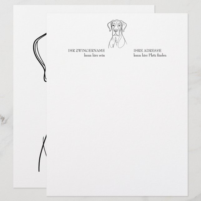 Papel Timbrado Grande Dane Estrelas e Diversão  (Frente/Verso)