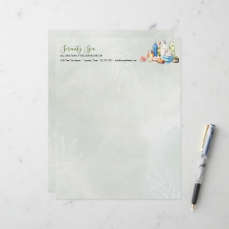 Papel Timbrado Green Watercolor Day Spa and Wellness (Spa e bem-e