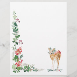 Papel Timbrado Greenerage Foliage Red Berry Fawn Letterhead