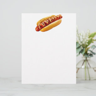 Papel Timbrado Grelha de carne em fatias da mostarda Hotdog do Sl