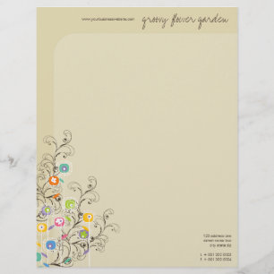 Papel Timbrado Groovy Flower Garden Whimsical Colorful Floral