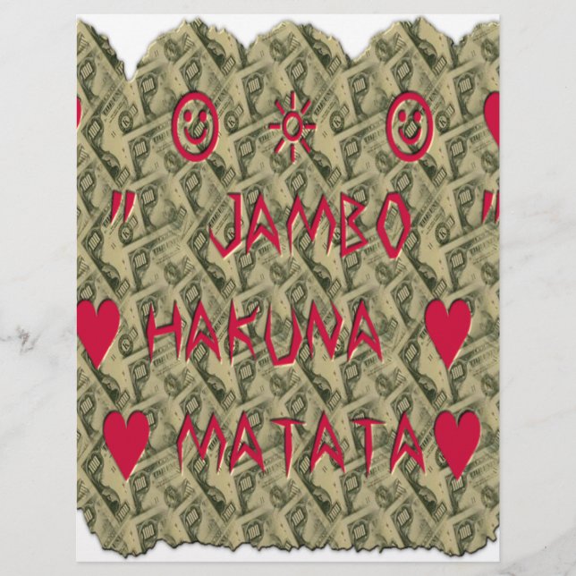 Papel Timbrado Hakuna Matata Talk Money Art Impressão (Frente)