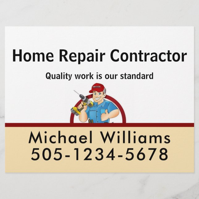 Papel Timbrado Handyman Contractor Home Repair Advertise (Frente)