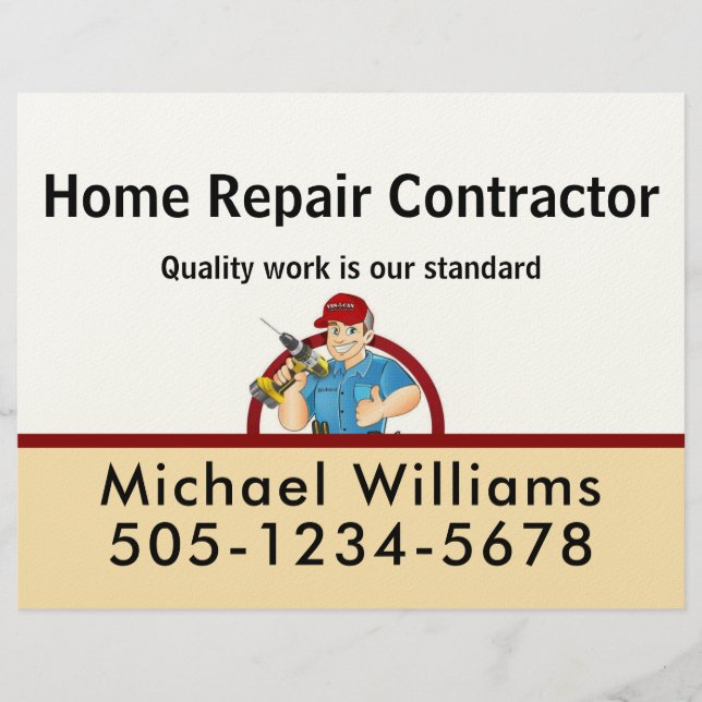 Papel Timbrado Handyman Contractor Home Repair Advertise (Frente)
