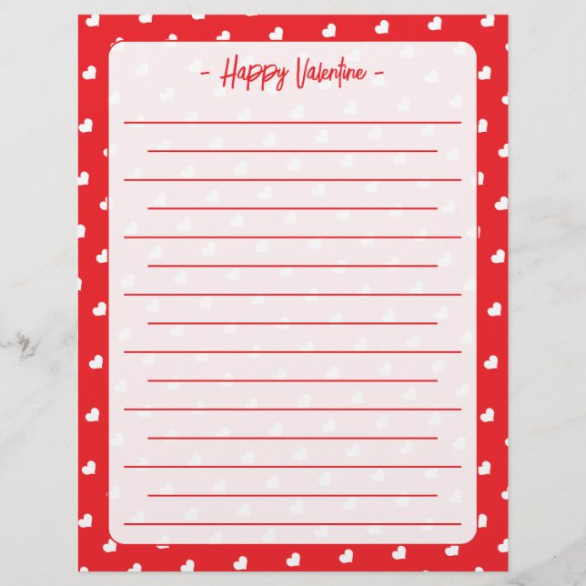 Papel Timbrado Hearts Happy Valentine’s Day Modern Love Pattern (Frente)