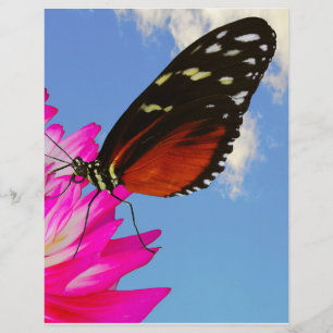 Papel Timbrado Heliconius hece uma borboleta rosa Dahlia
