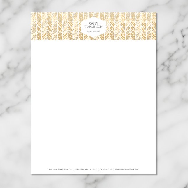 Papel Timbrado HERRINGBONE Dourado / TRABALHO DE ARTE CHEVRON Let (Criador carregado)