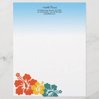 Papel Timbrado Hibiscus flores de laranja no verão