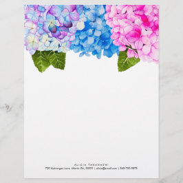 Papel Timbrado Hídrangas Florais Elegantes| Adicionar contato de